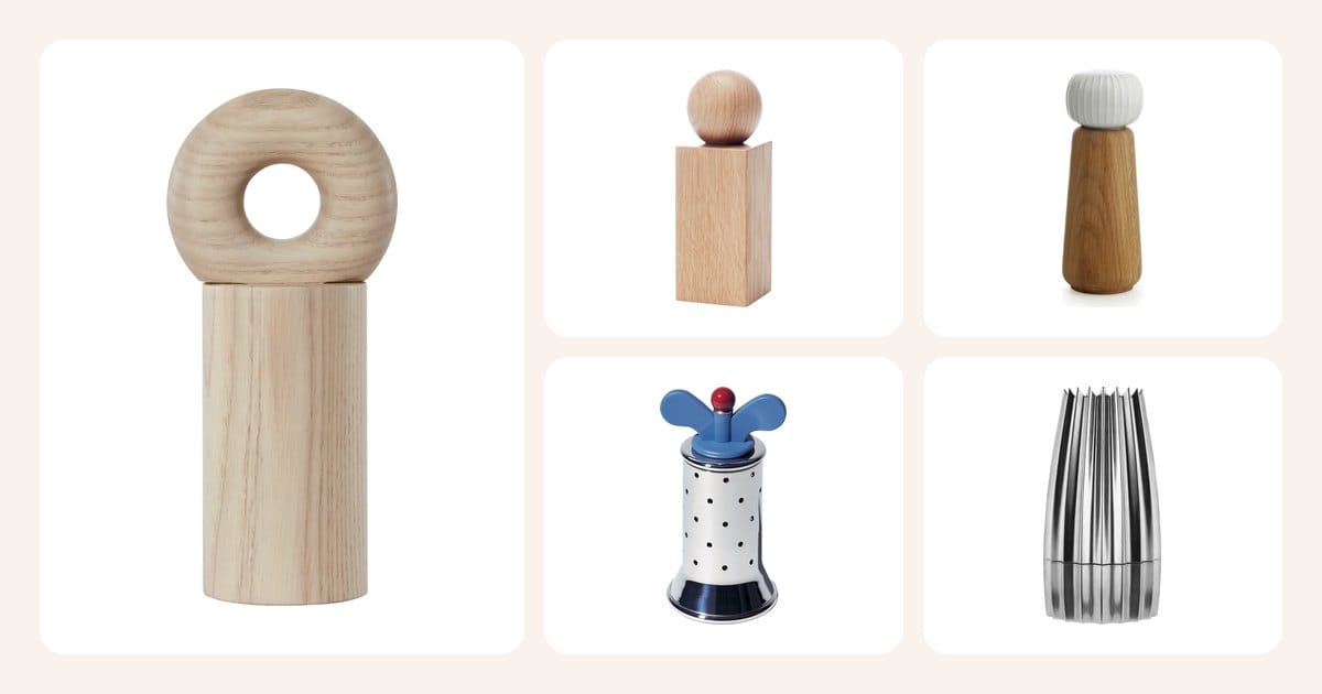 Koti 7 Vertailun maustemyllyt: OYOY Hoop maustemylly Nature, Applicata Twist maustemylly Tammi, Kähler Hammershøi maustemylly iso valkoinen, Alessi pippurimylly sininen-ruostumaton teräs ym.