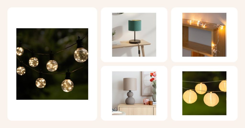 Vertailussa: Tarmo Ball aurinkokenno/ladattava valoketju musta/kirkas, Emibig Hilde pöytävalaisin vihreä, Finnlumor Helmikoriste LED-valoketju 20 LED, Aneta Lighting Kalamata pöytävalaisin ruskea ym.